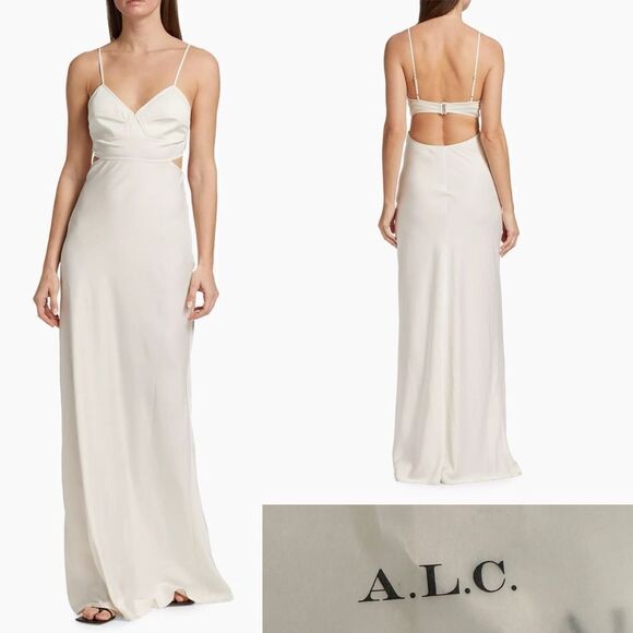 NWT A.L.C. Blakley II Cutout Dress Gown Maxi  in Whisper White Size 10 - Picture 1 of 11